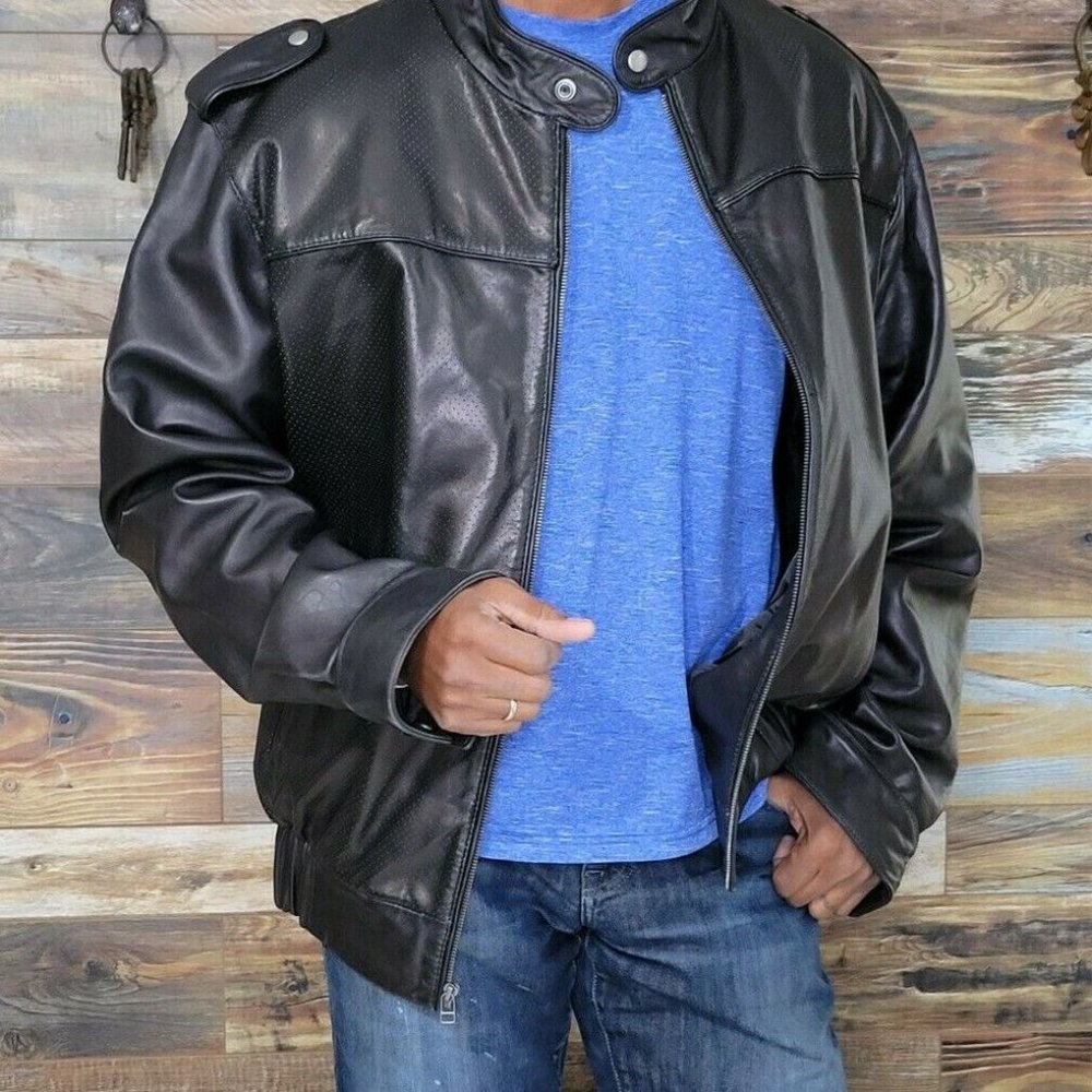Knoles & Carter Soft Skin Dark Brown Leather Bomber Jacket Coat Size 2XL